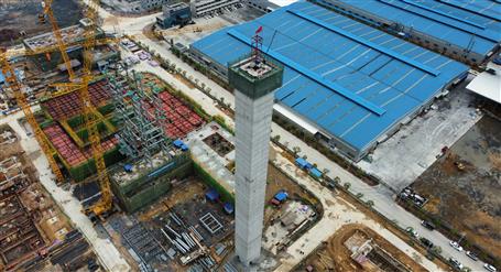 80米高煙囪、提前14天封頂！