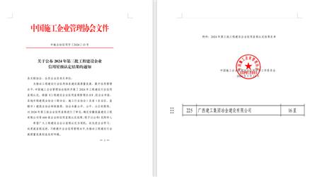 16星！冶建公司履約能力和信用表現(xiàn)良好