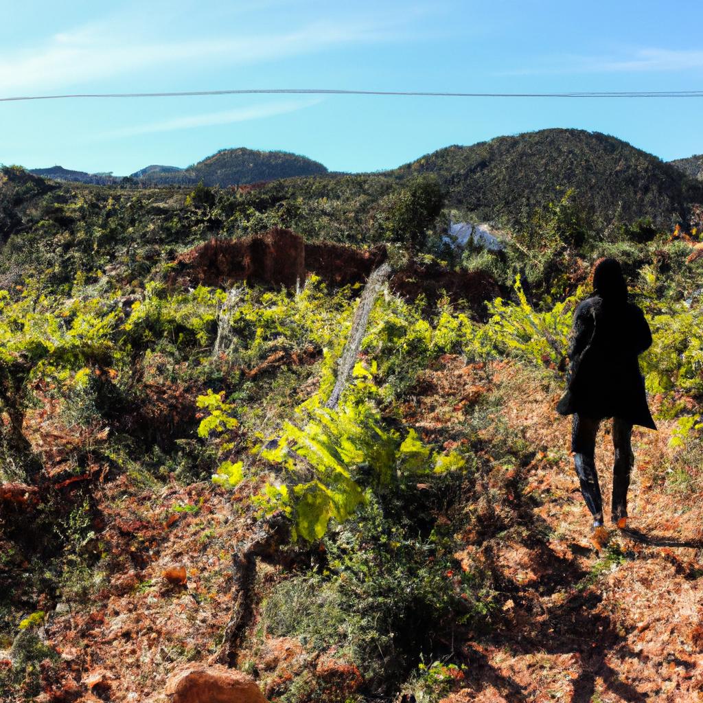 Person exploring vineyards in San Juan