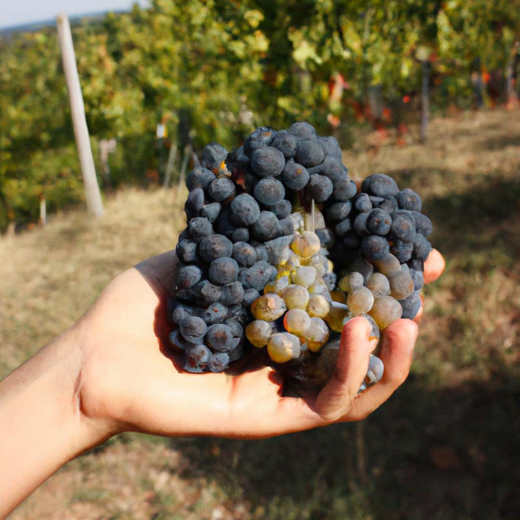 Person holding wine grape varieties